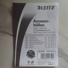 10 Stück Leitz Ausweishülle 40770000 DIN A7 Personalausweis alt PVC 79x110mm