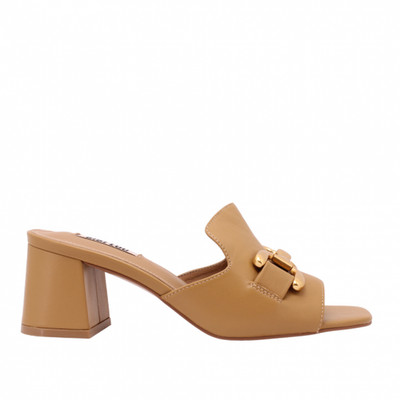 BIBI LOU DAMEN SLIPPER MIT MITTLEREM ABSATZ LEDER CAMEL 582Z10 VK