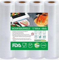 4 Rollen Profi Vakuumierfolie 15X600Cm, Vakuumierbeutel FüR Alle Vakuumierer,