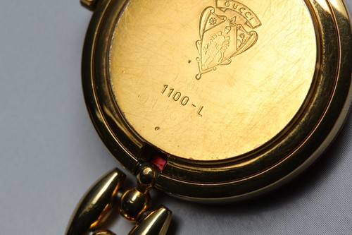 [Exc+5] Vintage GUCCI 1100-L Change Bezel Quartz Red Gold 26mm Women's Watch - Picture 11 of 14