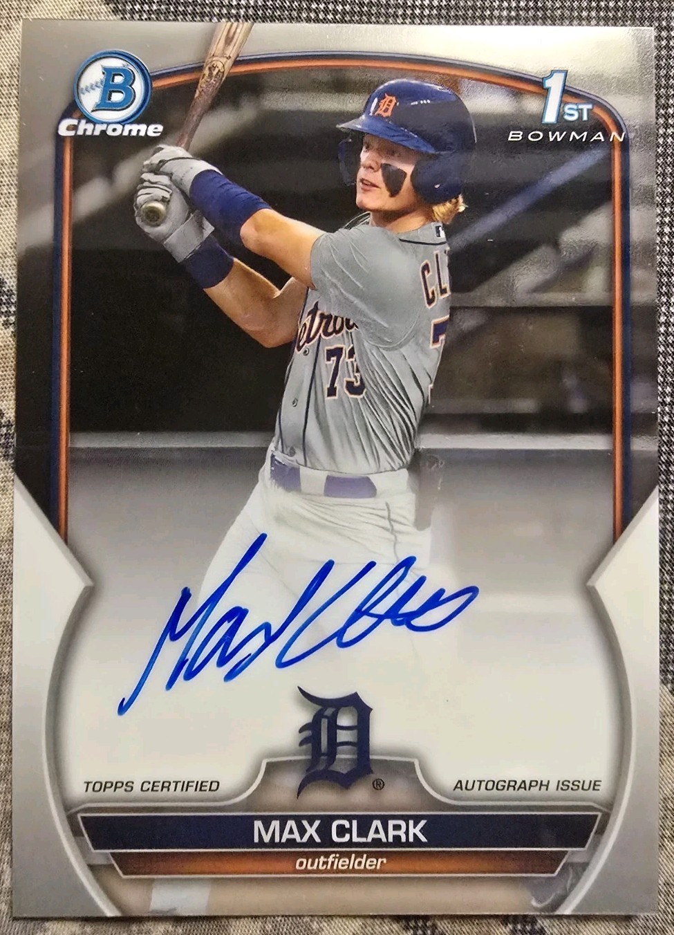 Max Clark 2023 Bowman Draft Chrome 1st Bowman On-Card Autograph Auto! Tigers