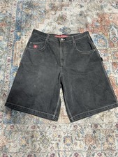 JNCO Men s Black Dark Wash Denim Shorts Relaxed Fit 5-Pocket 13" Inseam