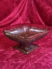 Vintage Indiana Amber Carnival Glass Pedestal Diamond Shaped Candy Dish Bowl!!!