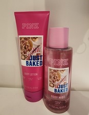 Victoria's Secret Pink Just Baked Fragrance Mist Body Spray  Body Lotion 2x Lot