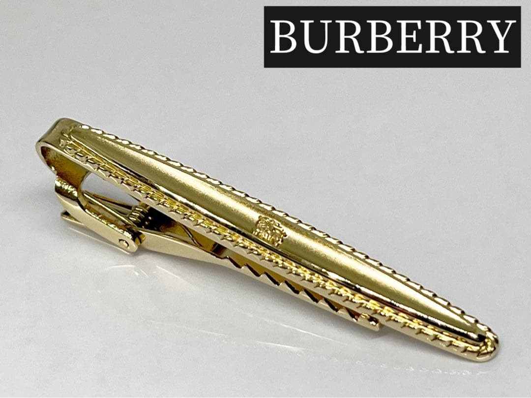 BURBERRY Horse Logo Tie Pin and Bar in Gold Color - Gem