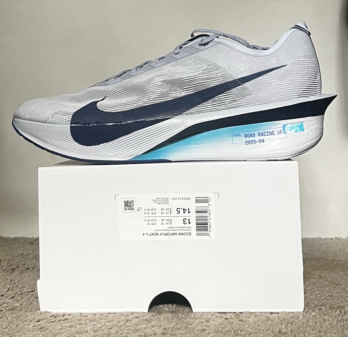 Size 13M- Nike ZoomX VaporFly Next% 4 'Ghost' Blue White