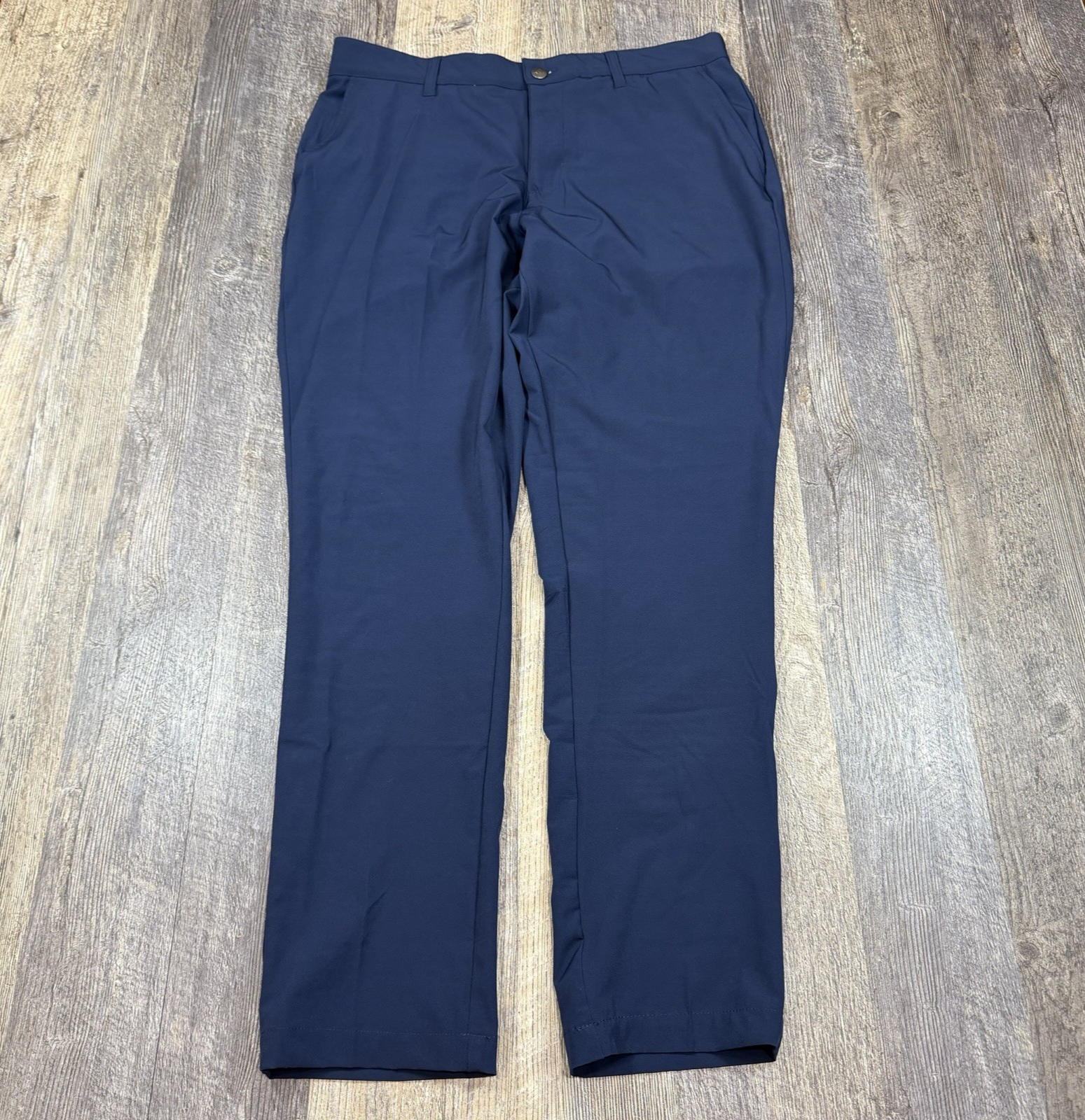 Adidas Golf Pants 34x30 Navy Blue Stretch Flat Front Performance Mens Athletic