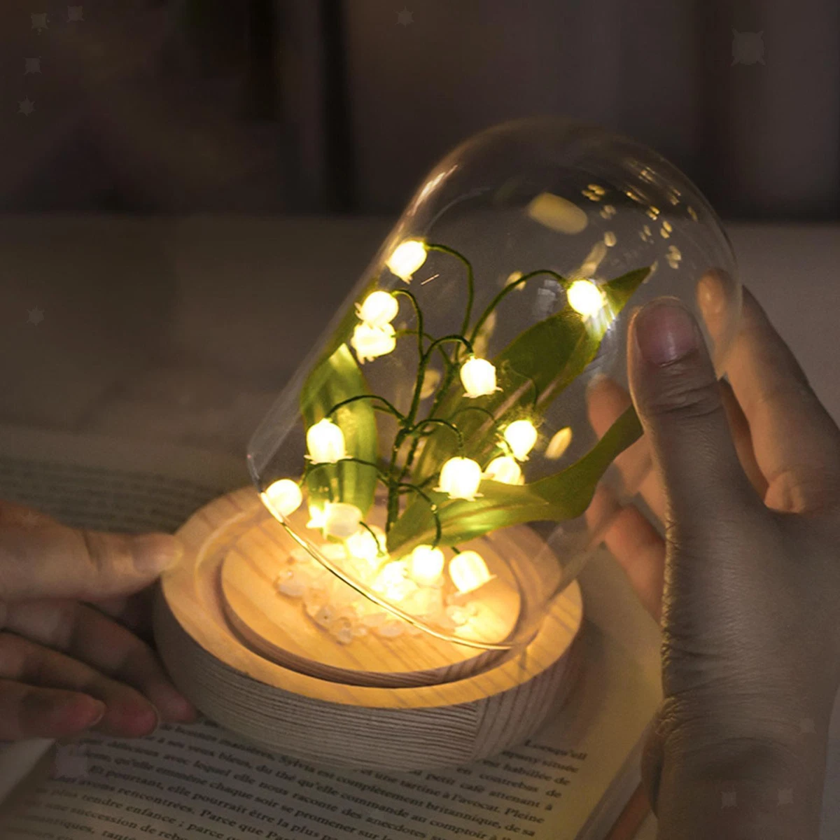 Flowers Night Light Handmade DIY Battery Operated Dome Birthday Gift