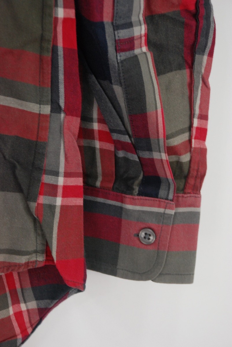 Steven Alan Men's Brushed Twill Open Collar Button Shirt Red
