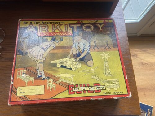 Old VTG Arkitoy Play Lumber #3 Set by GB Lewis Co. Made in USA Wooden Toy - Afbeelding 1 van 4