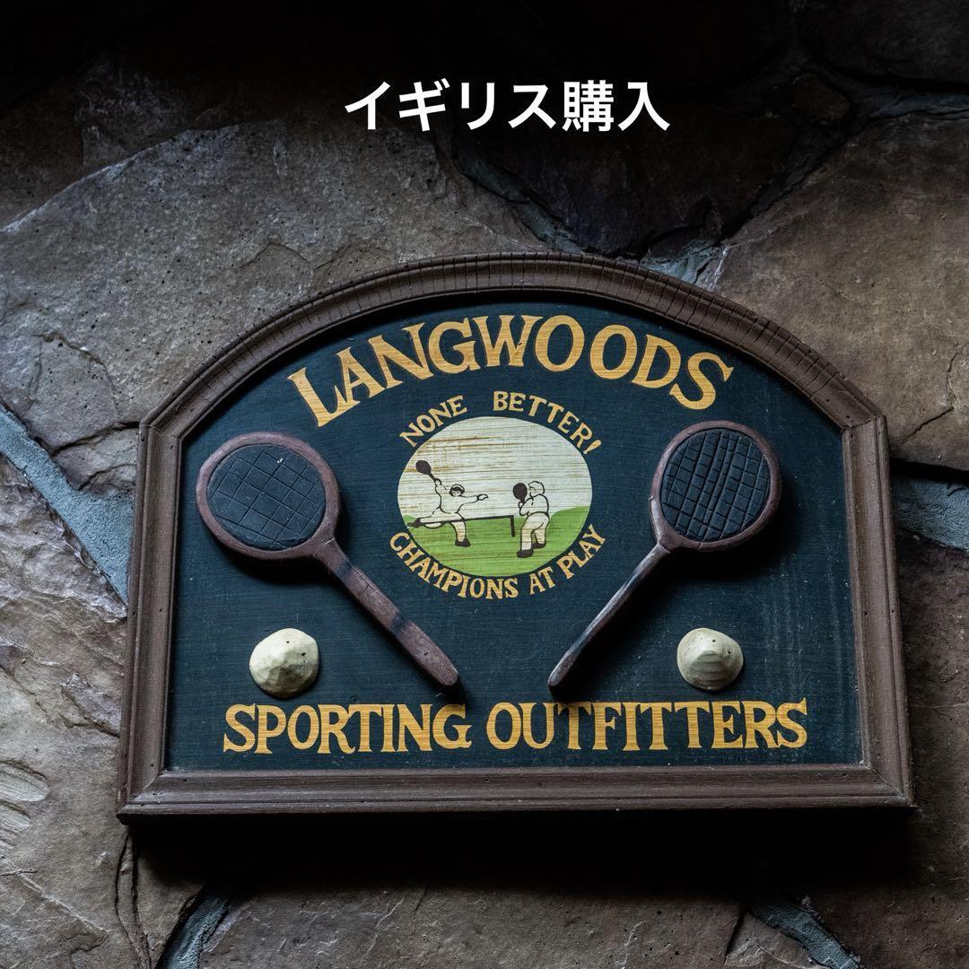 UK antique tennis langwood board sign object Vintage Antique