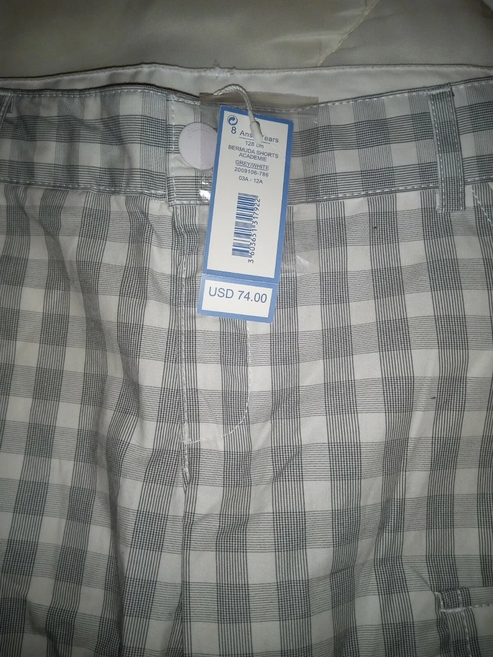 Jacadi Cargo Azul Marino Gris Cuadros Nuevo Con Etiquetas Corto Talla 8  Foto 2 de 4