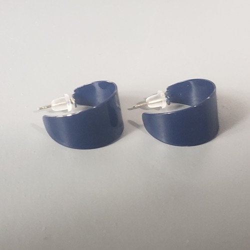 Dangle Hoop Earrings Blue Retro Mid Century Modernist Boho Pierced 0.75" - Foto 5 di 9