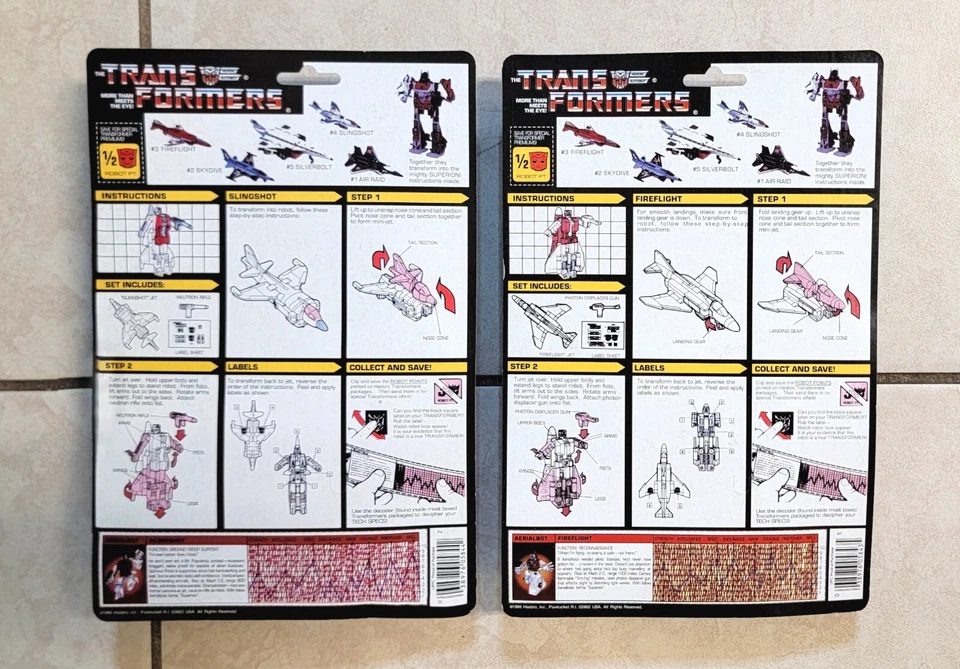TRANSFORMERS G1 CARDED AERIALBOTS US SELLER MOSC RARE SET! SUPERION SILVERBOLT - Image 4 of 4