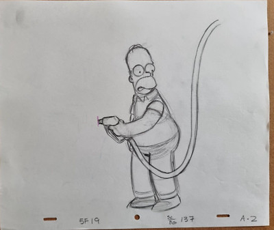 SIMPSONS TV Show Original Cartoon Animation Art Cel Drawing Homer Simpson #184