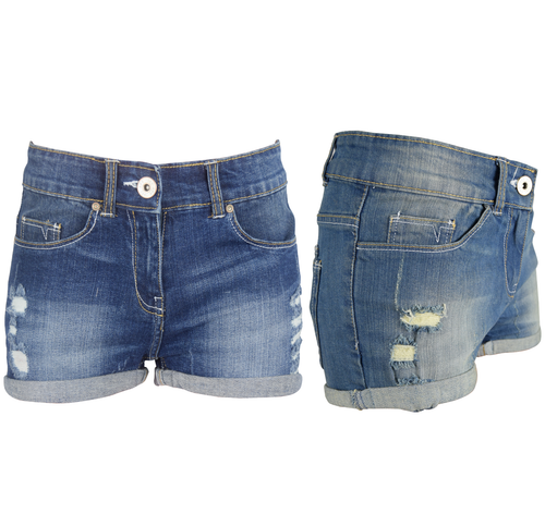 HOT PANTS DENIM STRETCHY SHORTS RIPPED 