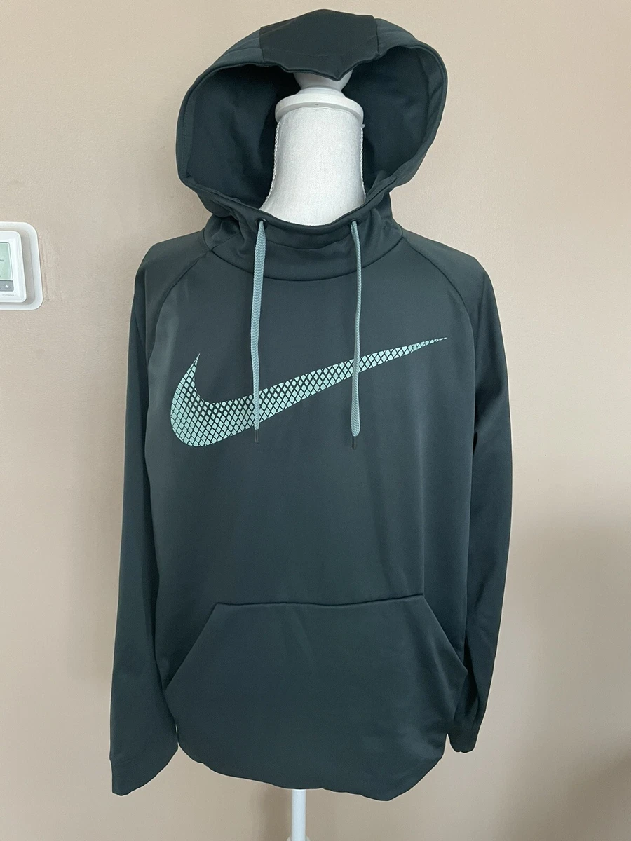 Nike Dri-Fit Hoodie Hooded Pullover Swoosh Kangaroo Pocket Green-Large