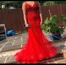 Red sequin mermaid prom dress