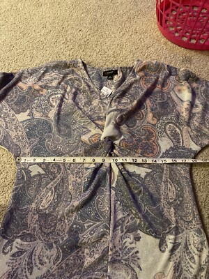 Nwt Cocomo Womens XSMALL Multicolor Metallic 3/4 Sleeve Vneck
