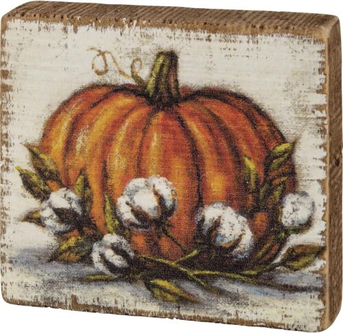 Primitives by Kathy 110284 Wood Block Sign - Orange Pumpkin, 3.5 x 3.25 x 1-inch - Picture 1 of 5