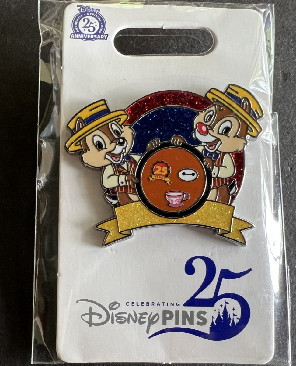 Chip Dale Dressed as Scoop Holding Board Glitter 25 Years of Disney Pins 170565