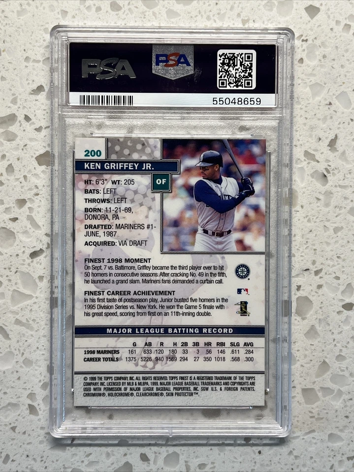 1999 Topps Finest #200 Ken Griffey Jr. PSA 10 GEM MINT - Image 2 of 2