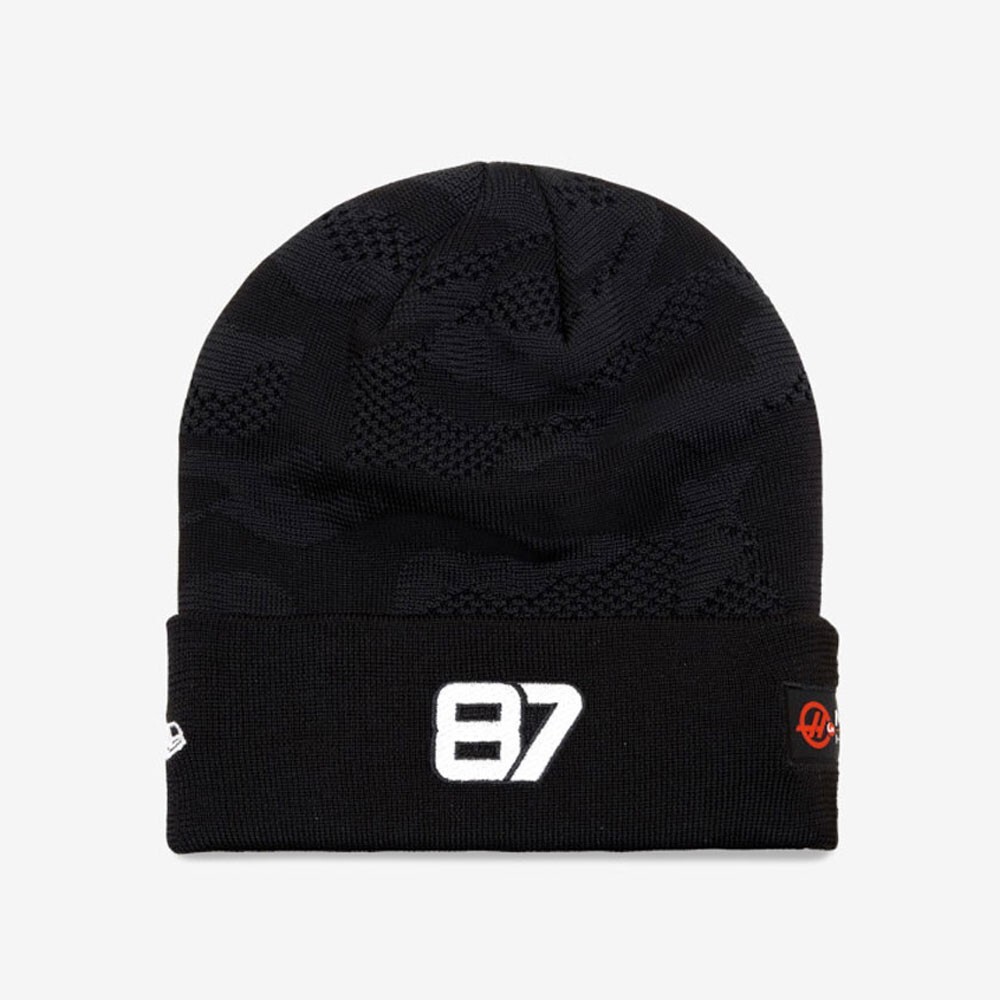 Haas F1 Team 2025 Official Oliver Bearman Drivers Knit Cuff Beanie Hat Black
