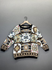 Crystal Kobe Womens Multicolor Sweatshirt Knitted Long Sleeve Crew Neck Size S