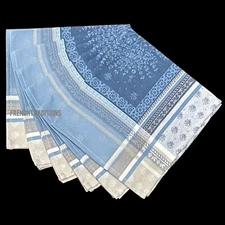 French Provencal Set of 6 Cotton Jacquard Napkins Lavender Blue- Made in France