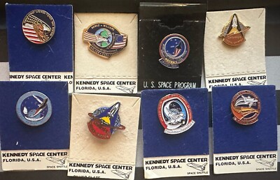 NASA enamel PIN lot of 8 Vintage Space Shuttle ENDEAVOR Discovery COLUMBIA - NOS