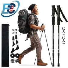 2X Trekking Poles Nordic Walking Hiking Sticks Adjustable Anti-shock Alpenstock