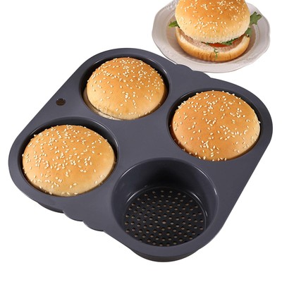 Silicone Bun Bread Forms Non Stick Baking Sheets Perforated Hamburger Molds Muff