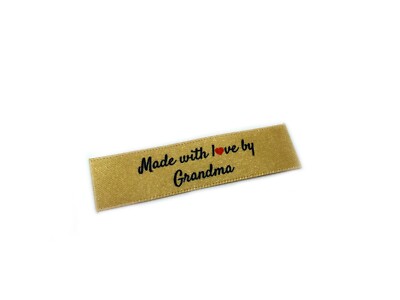 Made with Love by Oma Etiketten in Gold - flach 15x50 - 40er Pack - Aufnähen