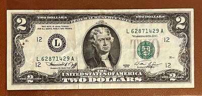 1976 Two Dollar USA Bill Note $2 Currency Federal Reserve Note 2 | eBay