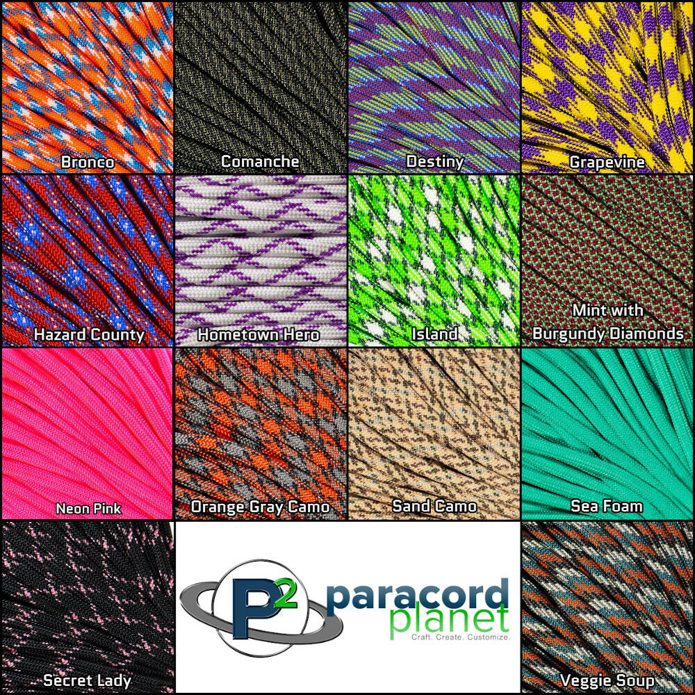 Paracord Planet 550 Type III 7 strand parachute cord - NEW Colors 10 20 50 100ft
