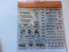 Fiskars Clear Acrylic Stamp Set DIY Wedding Invitation 146740-1001 NEW.