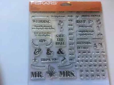 Fiskars Clear Acrylic Stamp Set DIY Wedding Invitation 146740-1001 NEW.