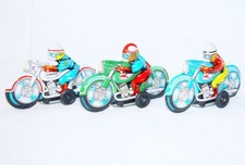 3x Modern Toys Japan POLICE  RACING MOTORCYCLE 10cm Tin Friction Toy Mint 68