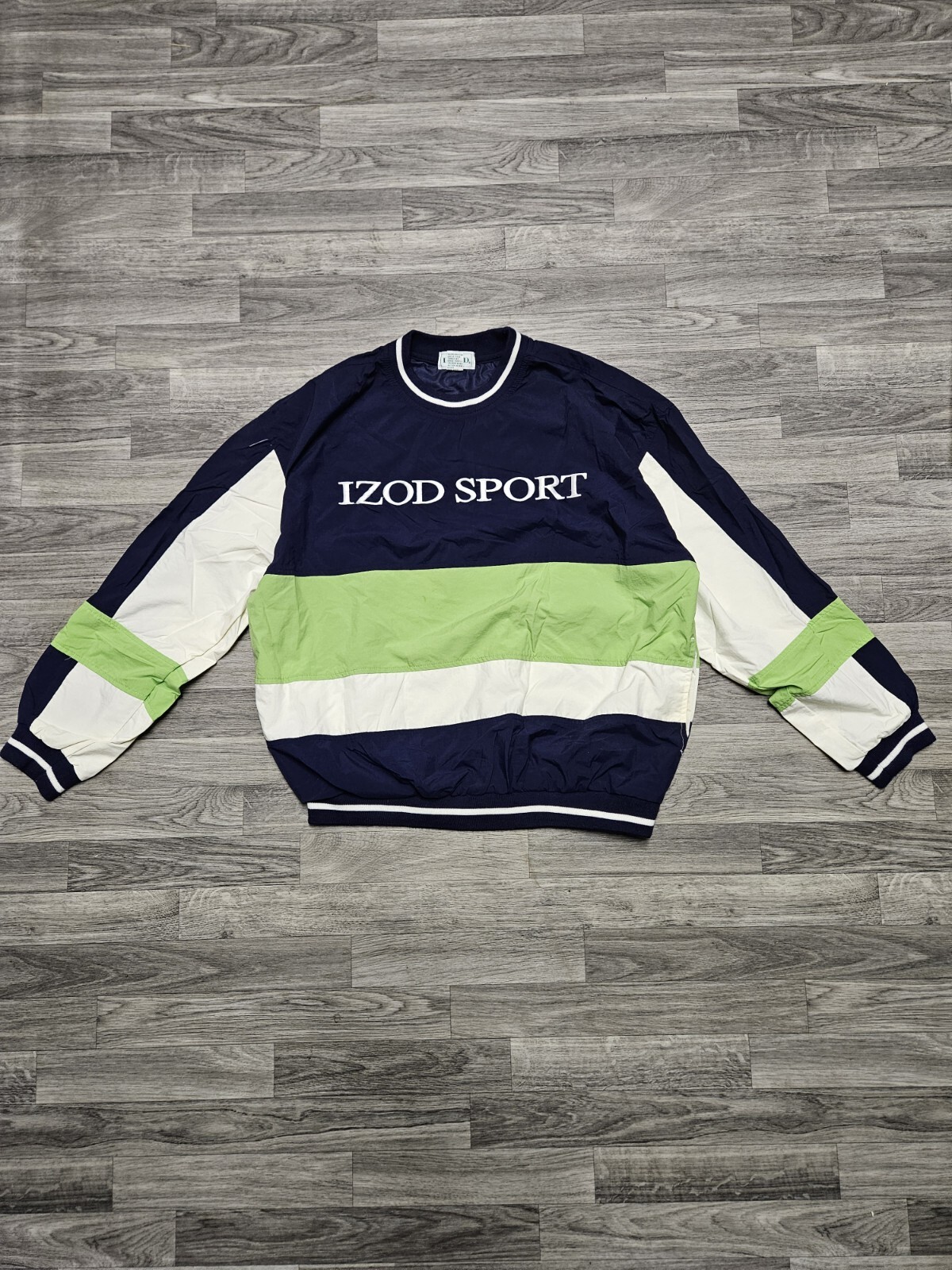 Vintage 90's Izod Sport  Windbreaker Jacket Large Colorblock Striped Pullover