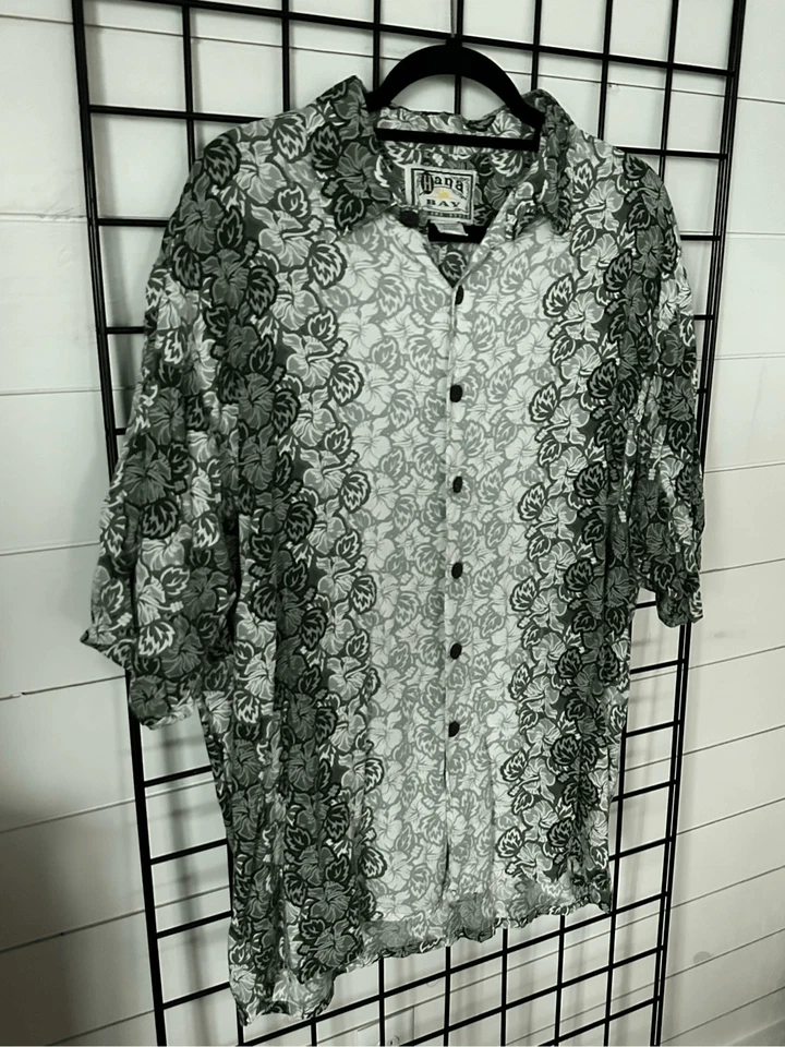 Camisa de Campamento Hana Bay Island Estilo Para Hombres XL Verde Hawaiana Aloha Tropical Floral Ra Foto 4 de 4