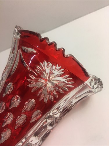 Vintage 6" Anna Hutte Bleikristall Ruby Red Vase 24% Photo Lead Crystal Germany - Picture 9 of 14