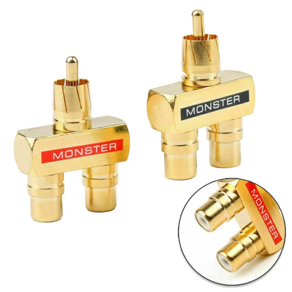 Dual For RCA Audio Y Adapter Gold Plated 1 Male to 2 Female Connectors (2pcs - Image 2 of 4