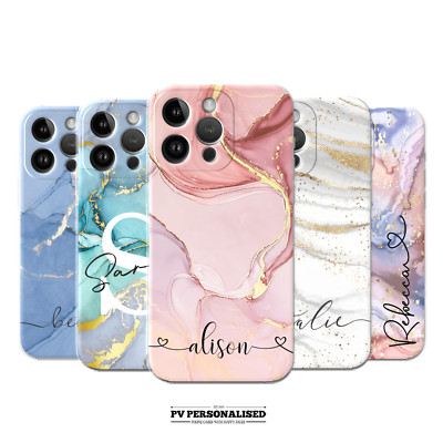 Personalisierte Handyhülle Name Marmor Silikon Cover für iPhone 11 12 13 15 14 16