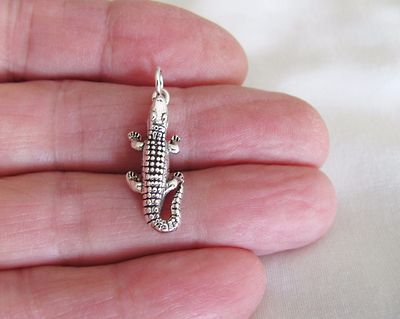 Sterling Silver 3d Alligator charm