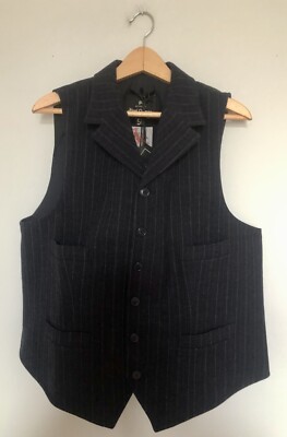 Nigel Cabourn Tenzing Vest Black 56 Fox Flannel NEW Made In England Vintage