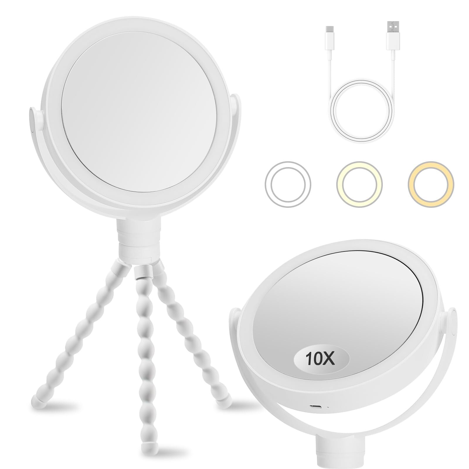 Makeup Mirror Travel Lighted Makeup Mirror Makeup Mirror Portable Rechargeabl...-image