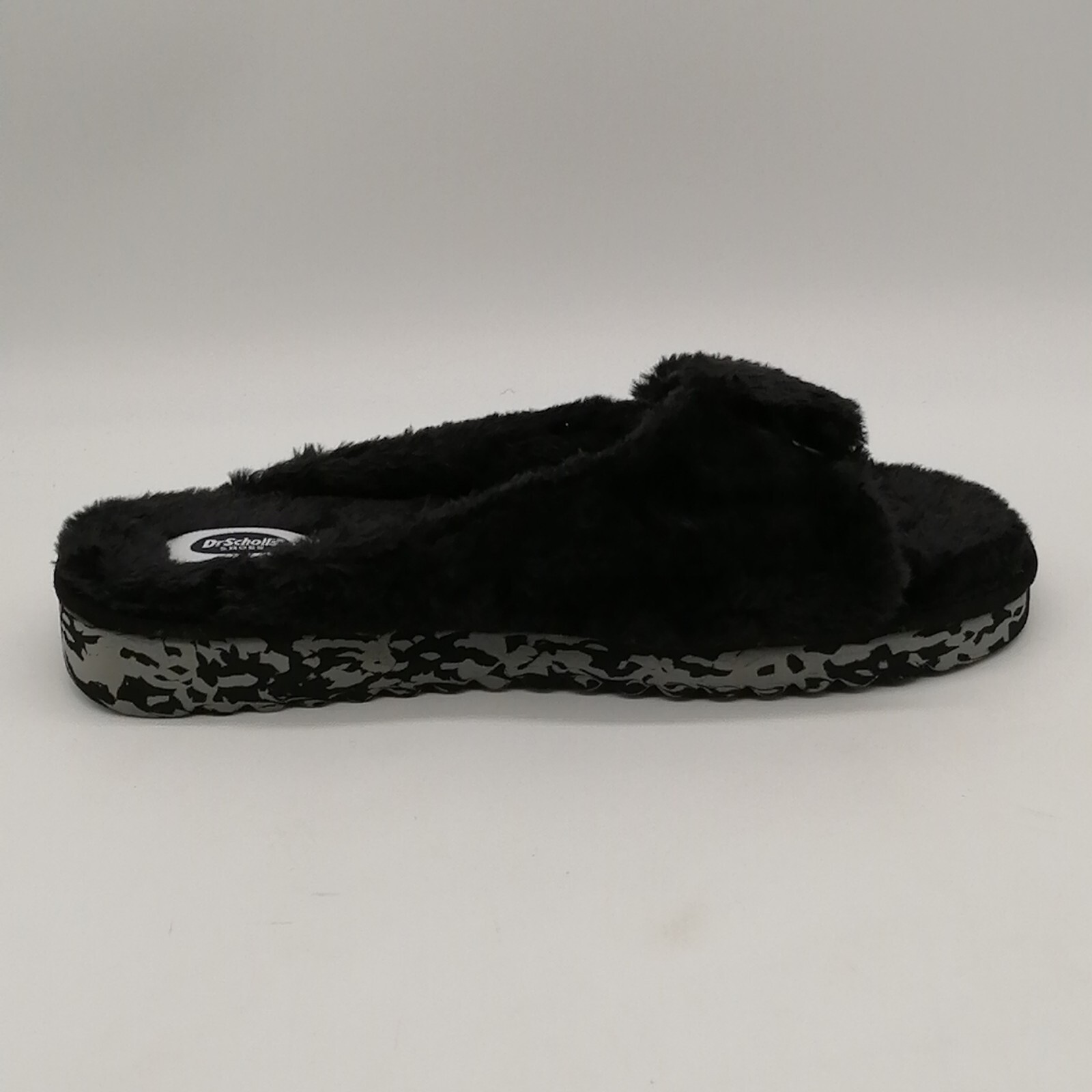 Dr Scholls Womens Slide Slipper Black Faux Fur Upper … Gem