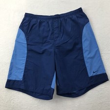 VTG Y2K Nike Swim Trunks Shorts Mens Large BLue Mesh Liner Swim Beach Drawstring