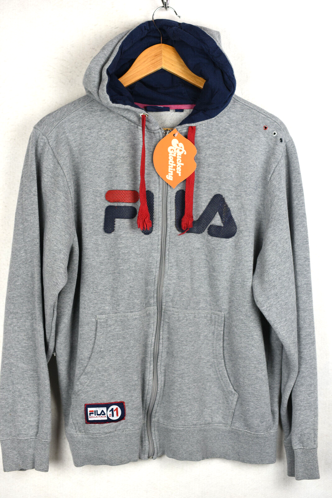 FILA Felpa Uomo con Cappuccio Media Zip Cardigan Cotone Felpa Pile con Cappuccio Grigio