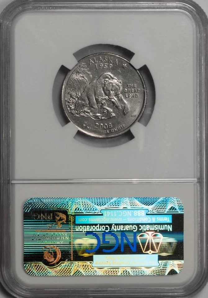 2008 D NGC MS62 Missing Partial Clad Layer Alaska Quarter Mint Error Rare Date - Image 4 of 4